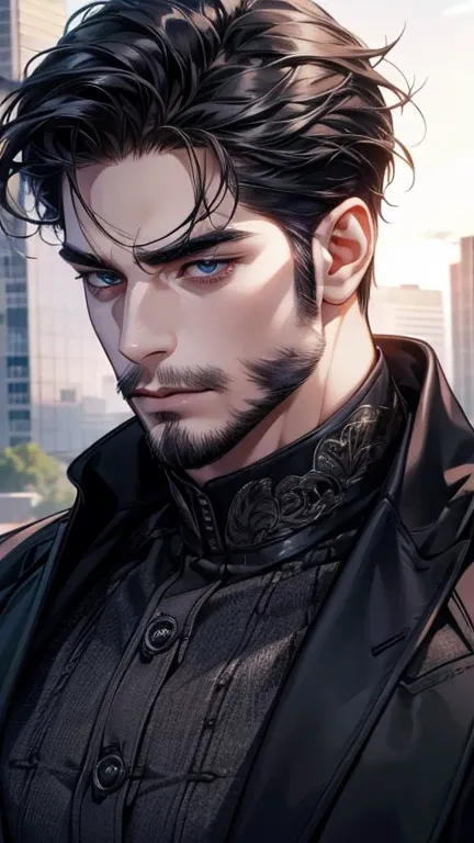 (  best quality,4K,8k,  highres,  masterpiece:1.2),  ultra-detailed  ,(realistic,photorealistic,photo-realistic:1.37),36-year-old man,3 day beard,cute anime ,Portraits,strong,Masculine,  dark hair,sharp jaw,    mesmerizing eyes    ,  perfectly combed hair,...