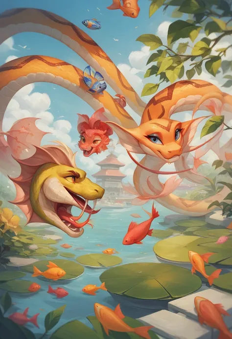 to celebrate the year of the snake, I wanted to combine the snake with my other favorite scaled animal, the goldfish! Growing up as little  in China, I was always fascinated by the goldfish and koi ponds that are scattered in every park and apartment compl...