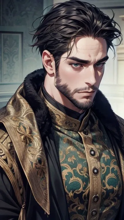 (  best quality,4K,8k,  highres,  masterpiece:1.2),  ultra-detailed  ,(realistic,photorealistic,photo-realistic:1.37),36-year-old man,3 day beard,cute anime ,Portraits,strong,Masculine,  dark hair,sharp jaw,    mesmerizing eyes    ,  perfectly combed hair,...