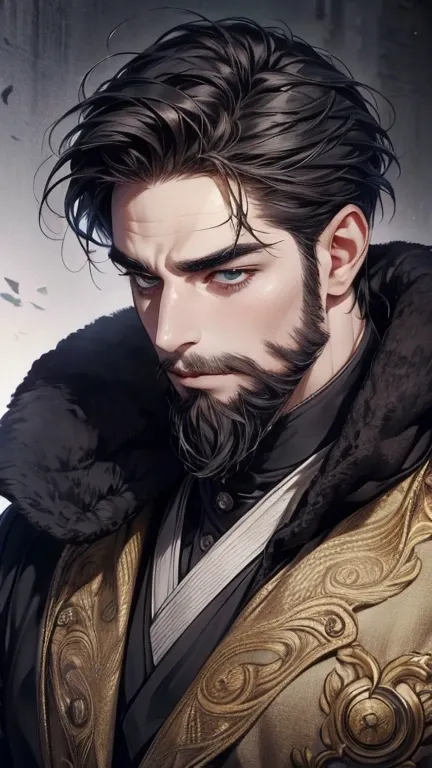 (  best quality,4K,8k,  highres,  masterpiece:1.2),  ultra-detailed  ,(realistic,photorealistic,photo-realistic:1.37),36-year-old man,3 day beard,cute anime ,Portraits,strong,Masculine,  dark hair,sharp jaw,    mesmerizing eyes    ,  perfectly combed hair,...