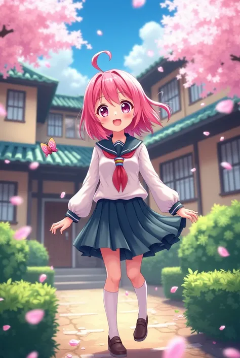 Pink-haired anime school  