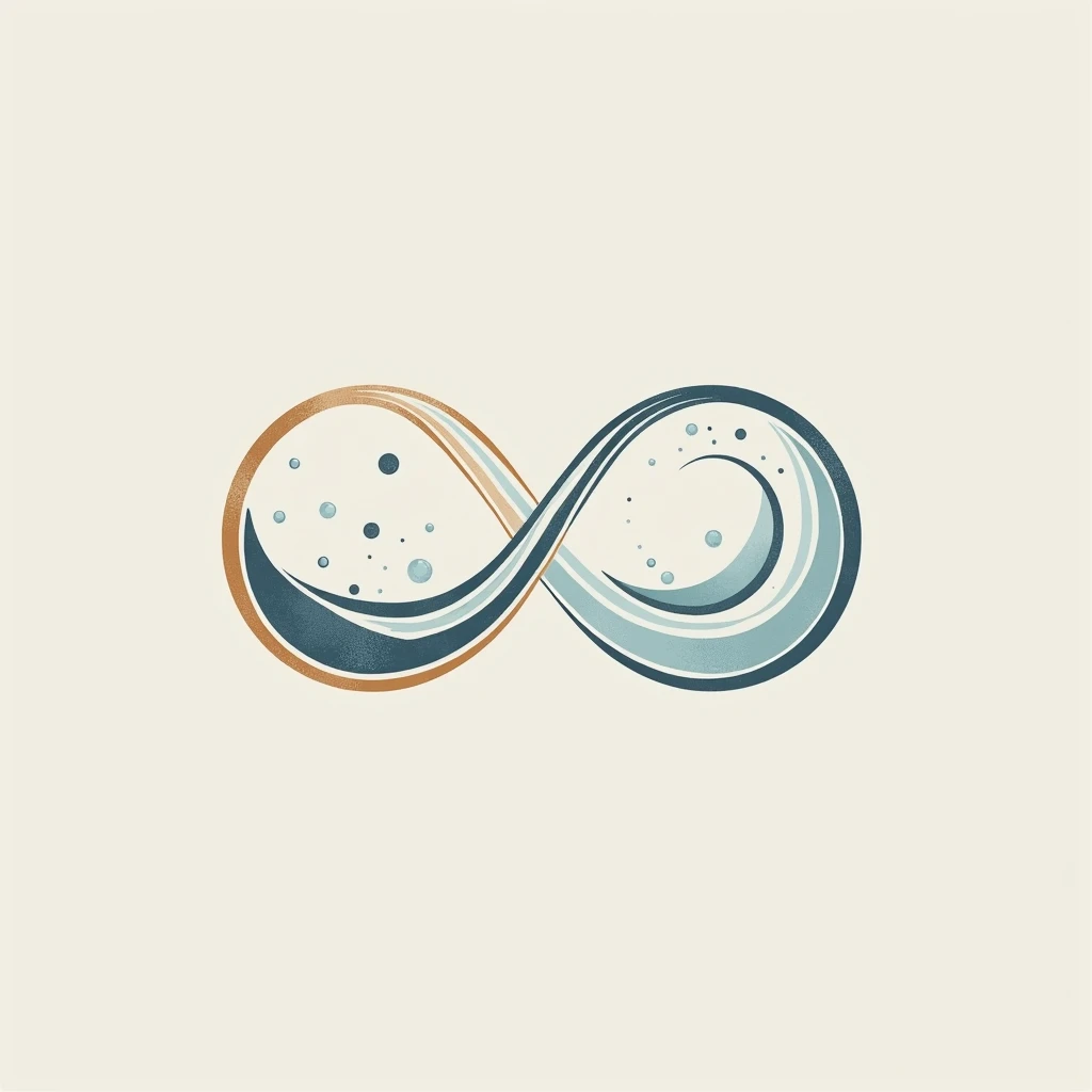 " Elegant and welcoming logo for a premium laundry ,  inspired by the symbol of infinity to convey the idea of continuity and endless excellence.  Infinity is gently drawn with curved and delicate lines , giving a sense of fluidity and harmony.  Inside its...