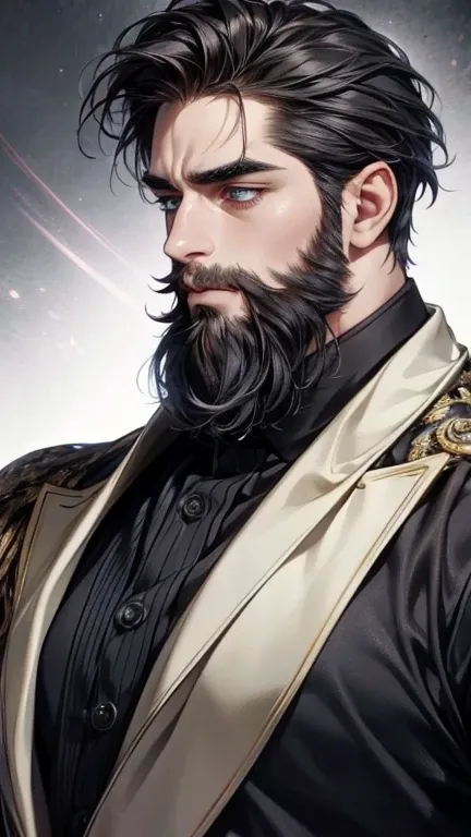 (  best quality,4K,8k,  highres,  masterpiece:1.2),  ultra-detailed  ,(realistic,photorealistic,photo-realistic:1.37),36-year-old man,3 day beard,cute anime ,Portraits,strong,Masculine,  dark hair,sharp jaw,    mesmerizing eyes    ,  perfectly combed hair,...