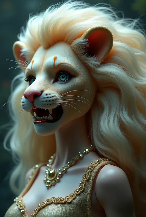 modify this image make barbie forehead attached to lion's