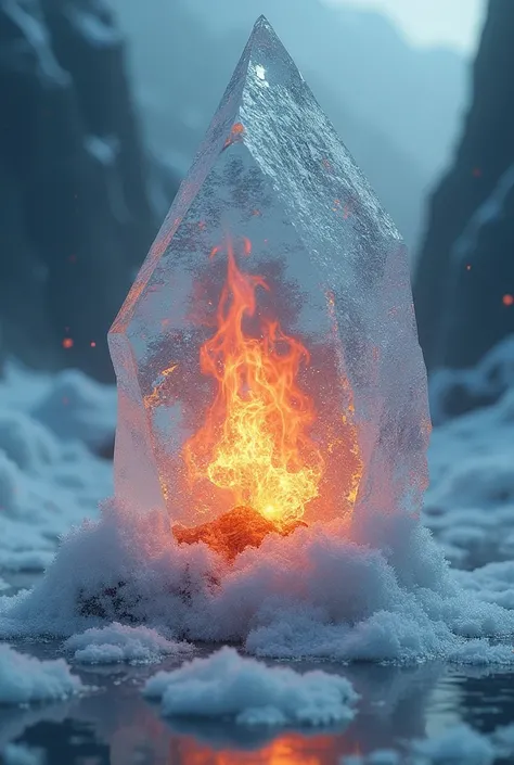 fire entraped in ice