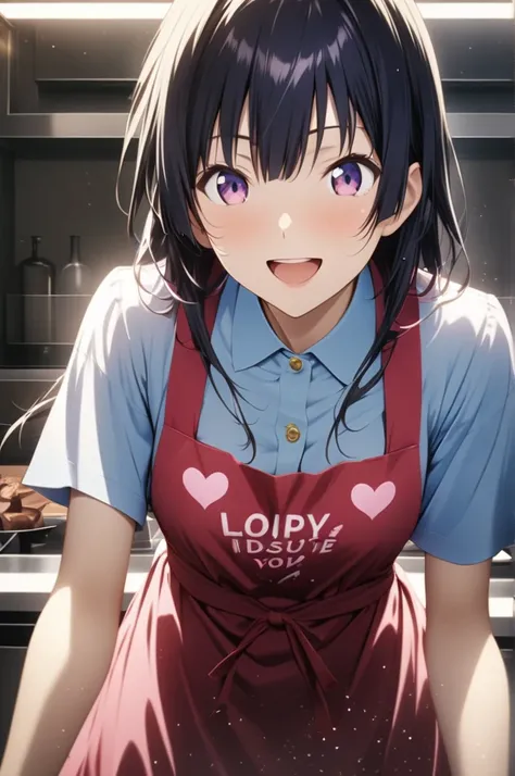  Masterpiece,  最 high quality,    high quality,   high resolution,     so aesthetic ,   high resolution,   More details,   perfect detail ,  Senjogahara Hitagi ,  、 making Valentine's Day chocolate in a kitchen car、 chocolate pouring into a heart-shaped mo...