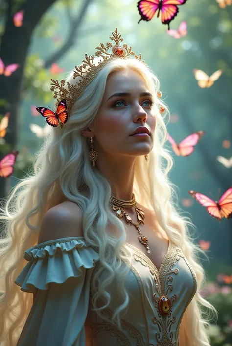 White hair woman, Queen of the Kingdom of Beautiful Butterflies 