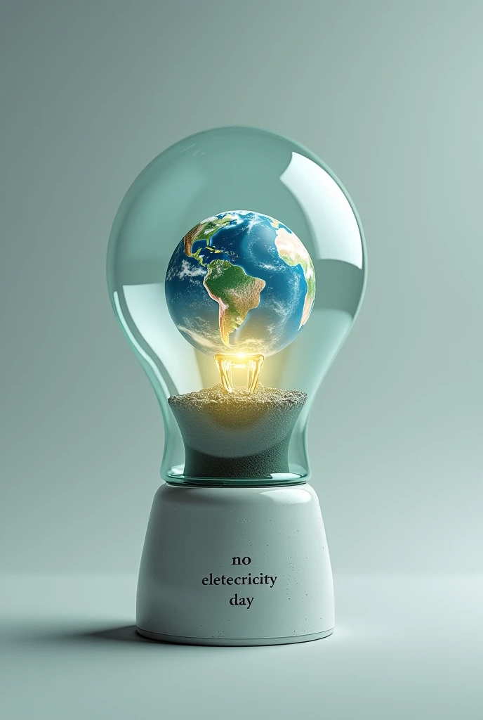 Une image de la terre dans une lampe comme si c'était une ampoule avec écrit en dessous NO ELECTRICITY DAY