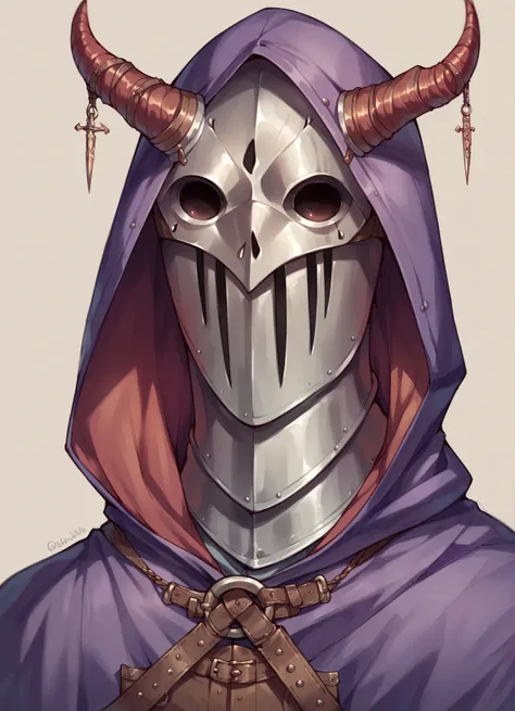 (solo),medieval,score_9,score_8_up,score_7_up,cute,score_6_up,score_5_up,Purple hooded man,sect,evil,masked,