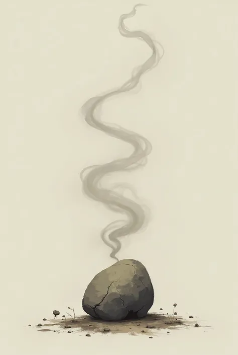 A small stone surounded with smoke in 2D