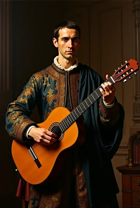 Nicolás de Machiavelli playing the guitar 