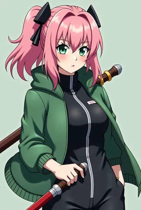  anime girl with a sword and a green jacket, tsunade From Naruto, demon slayer rui fanart, sakura haruno in slug sage mode,  haruno Sakura medical room, From Naruto, hinata hyuga, Inspired by Baiōken Eishun , The strongest pose , Tatsumaki aus One Punch Ma...