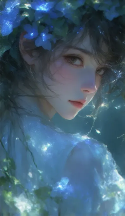  white light The woman looking in front of her memories is beautiful　I'm narrowing my eyes with love 　Ultramarine　forever　forever　
 white skin so beautiful　Mysterious　 starry sky 　 Kasumigusa
Her expression is so beautiful that it's indescribable　Ultramari...