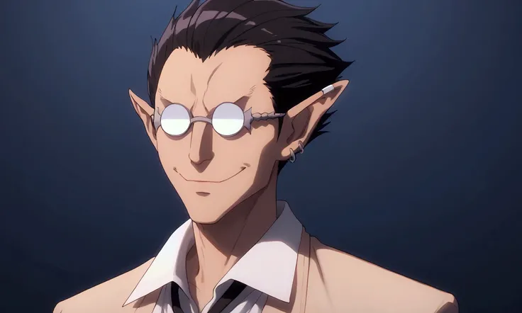 Demiurge with a smile in glasses evilly detailed 8K