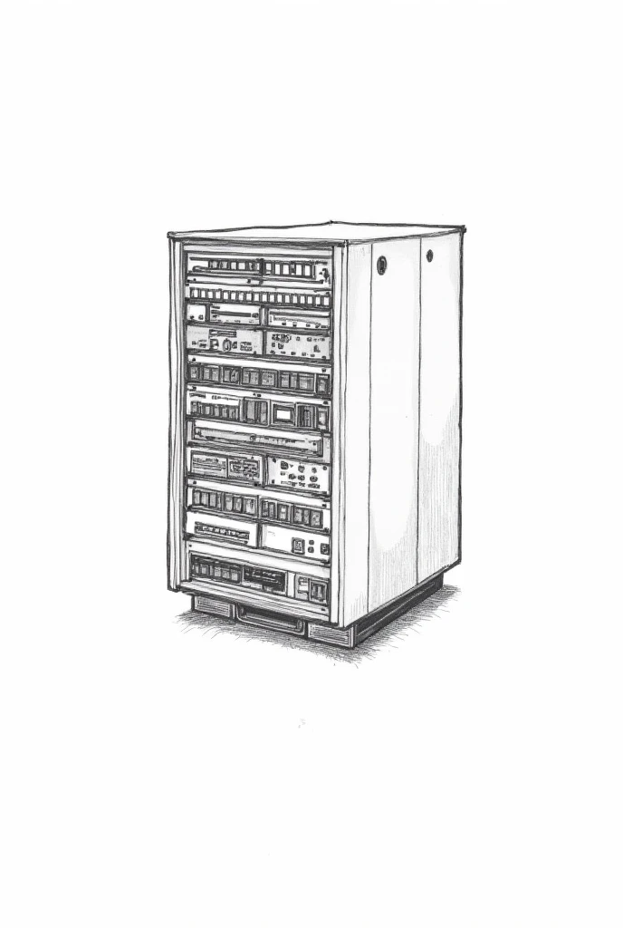 IBM 360 black and white drawing 