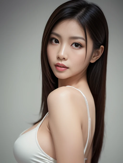 Sharpen, Solid color background, gravure, masutepiece, Best Quality, Ultra-detailed, Photorealistic, super detailed skin, Perfect Anatomy, (1 Thailand malay mature woman), (Solo), 33 years old,  Erotic, Mature AV Actress, glamor, A sexy, Chromo-white skin,...