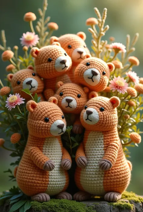 A crocheted capybara bouquet