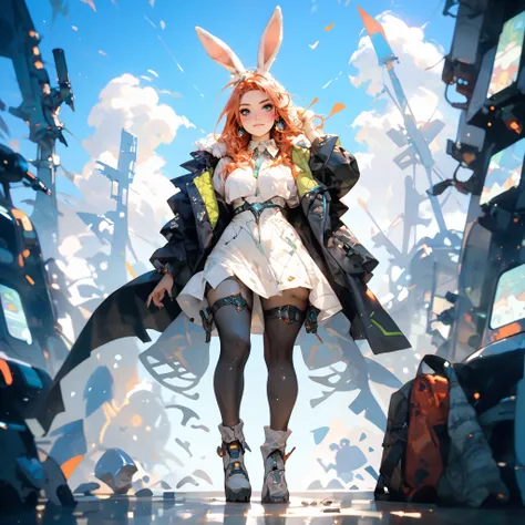 (Masterpiece), best qualityfull body, a curvy female, futuristic fantasy clothing , beastkin bunny,