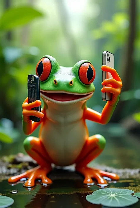 Frog taking selfies 