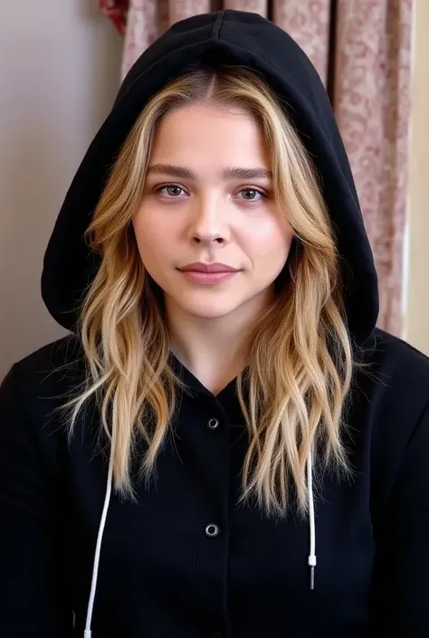 hit-girl (Chloë Grace Moretz) wear a black hoodie flirt