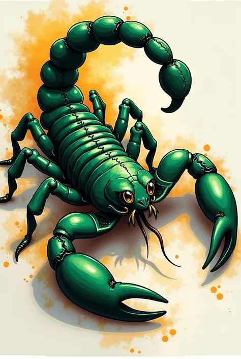 Put the scorpion rudest and most detailed and that it plays with the colors white, green and a little yellow on the side of the shirt, I don't want the animal, I want some lines on the back if it's okay, but in the lower part I want the name Jhon 