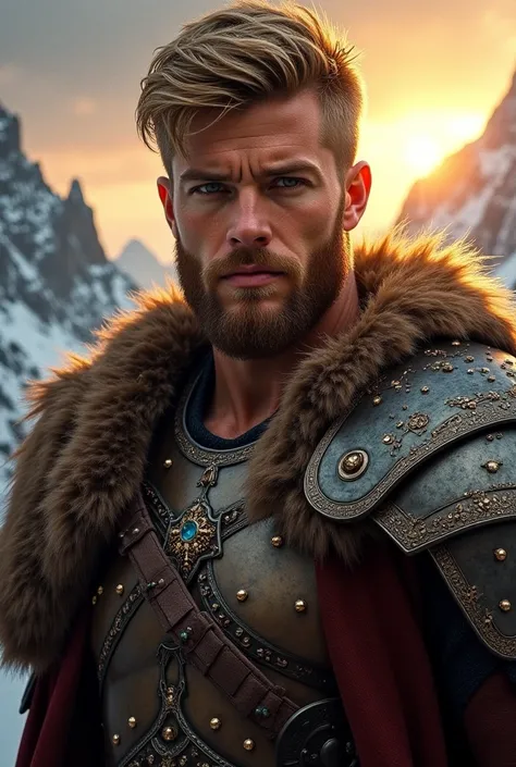 Divine majestic beowulf strong leadership manly viking portrait young man