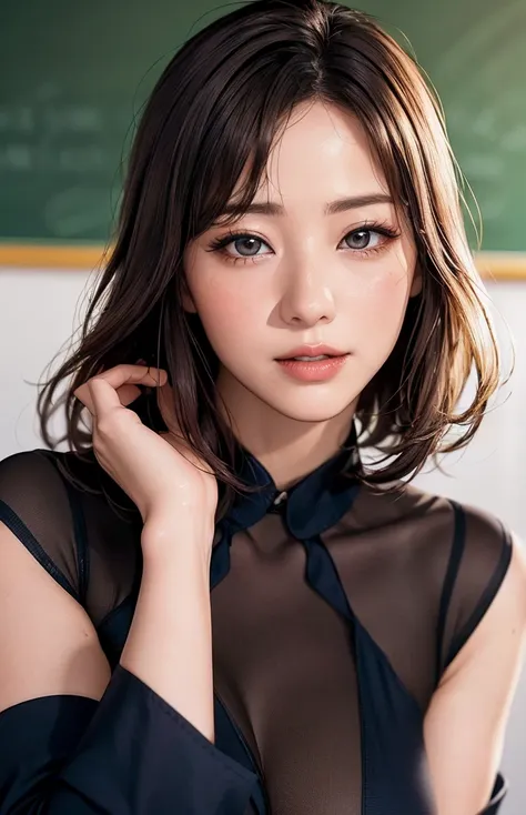 女性 teacher  , navy colored clothing 
((( Masterpiece))), ((  top quality)), (( 複雑な Details)), ((  super realistic realism )), ,  mature woman,   mature woman,   see through,    high definition  , illustration, 1人の mature woman,    perfect hands,   Details,...