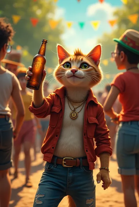 CAT DRINKING BEER RODA DE SAMBA