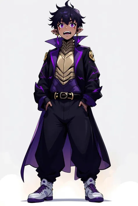 Well, my character is half human and half cosmic dragon. He is tall and has a serious face, but his personality is that of a funny and playful person. NOTE: He has dark skin. Male. Clothing style: A big coat with some purple lightning bolts and stars. The ...