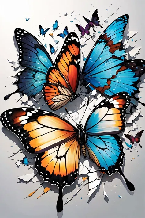 Broken  butterfly with broken wings