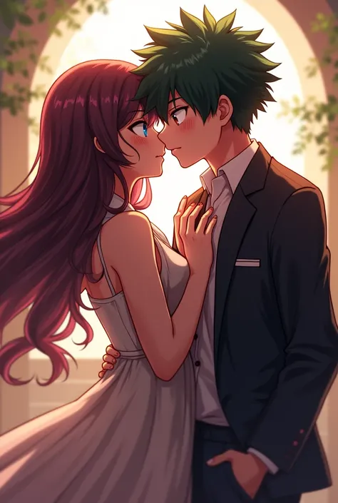 Momo Yaoyorozu and Shoto Todoroki kiss