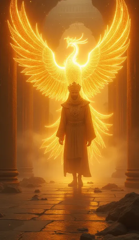 Persian – Ahura Mazda & The Eternal Phoenix
"Descending from the heavens, the huge supreme god Ahura Mazda walks with an ethereal golden glow. A majestic phoenix, its wings ablaze with divine light, soars beside him, illuminating the sacred temples of Pers...