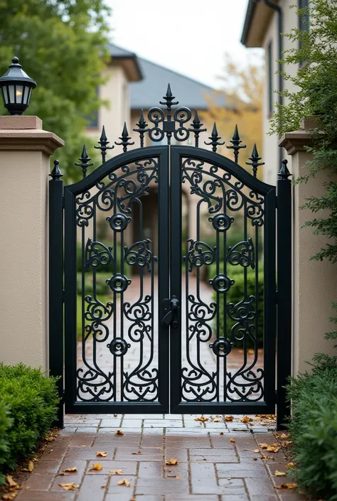 A model of metal gate with closed panel for homes with designs that do not let you see through the gate