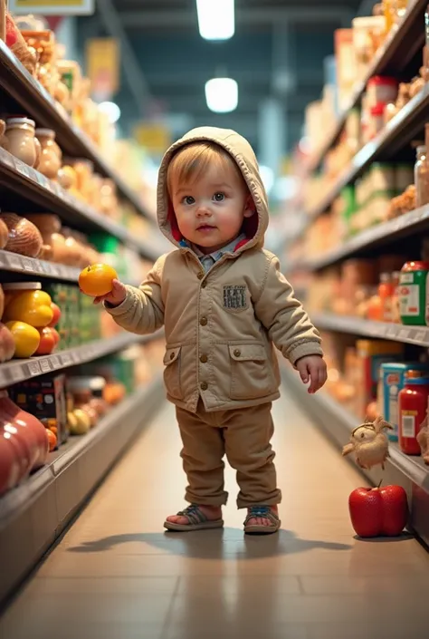 Ek baccha jo ki grocery shop mein har chij ko touch kar raha hai