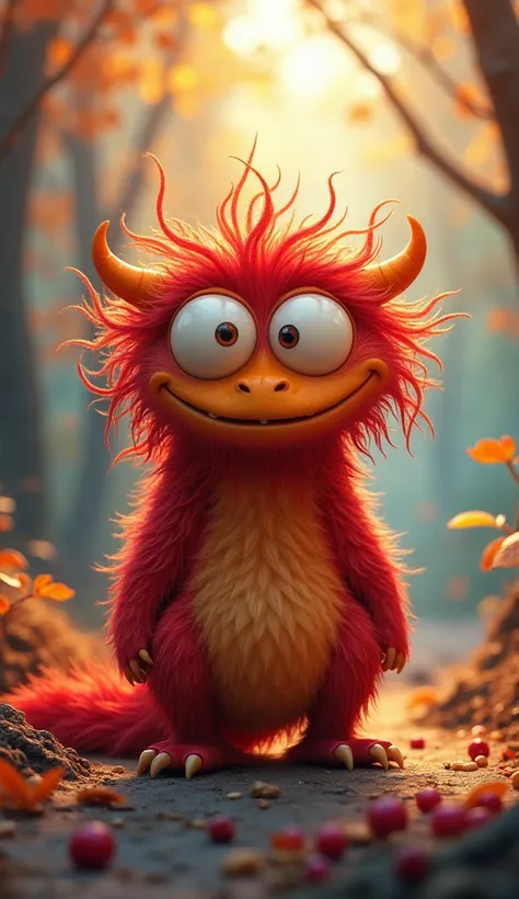 Real-cartoon fairy-tale world , high quality ,  highly detailed, hyperrealistic,  ridiculously realistic ,  photorealistic , 8k, draw me a marmalade berry monster-masterpiece, it should be multicolored , surprise me ,  In the background light calm backgrou...