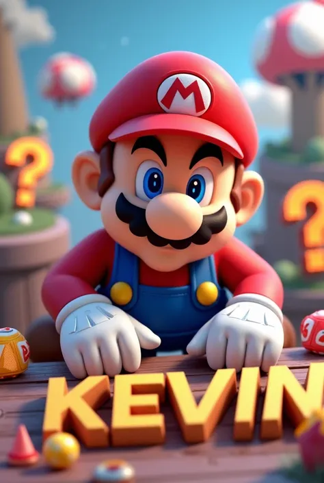 Super Mario who writes the name Kevin in 3D