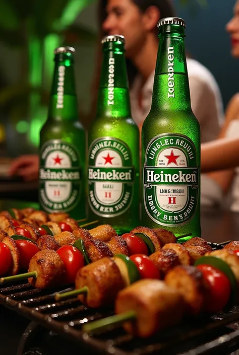 Create an ad for me with the target audience being drinks and kebab 
The promotional beer is Heineken Long Neck 
Promotional price three beers per r$ 21