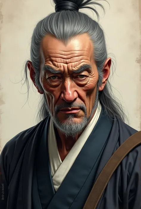 Ultra realistic portrait of an old Japanese man from the Tokugawa shogunate era