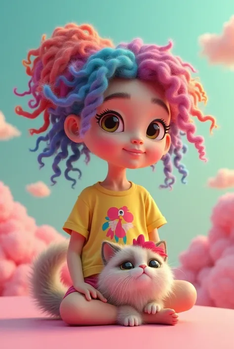  3D curly curly hair tied back with rooster shirt and fluffy pussy 