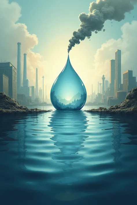 Une affiche dénonçant les causes et les impacts de la pollution, donc par exemple mettre une goutte d’eau au centre et à travers on verra la pollution qui montre que l’eau n’est plus pure etc.