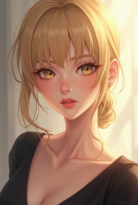 Anime-style blonde mature woman image