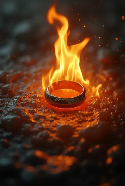 Wedding ring surrounding with tears fire