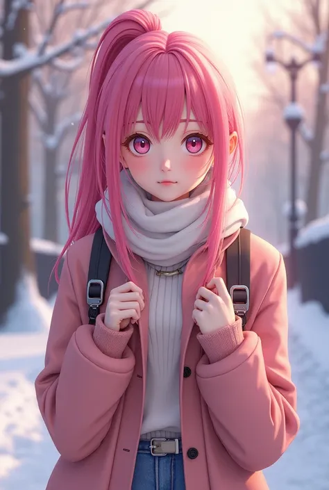 Megurine Luka cute adult casual clothes G pan winter walk upper body pink hair sexy
20才