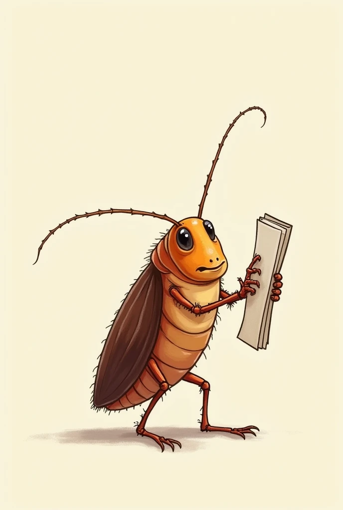 A cockroach using a notebook 