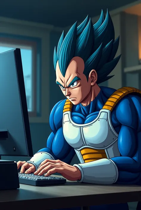 Vegeta on a computer 

