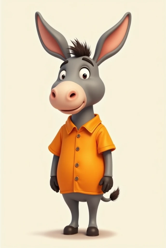 Donkey in an orange shirt 