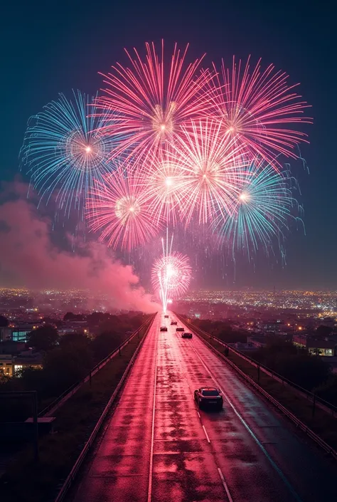 Striking image commemorating the achievement of the 750,000 sales goal without people in the image, With fireworks and happy