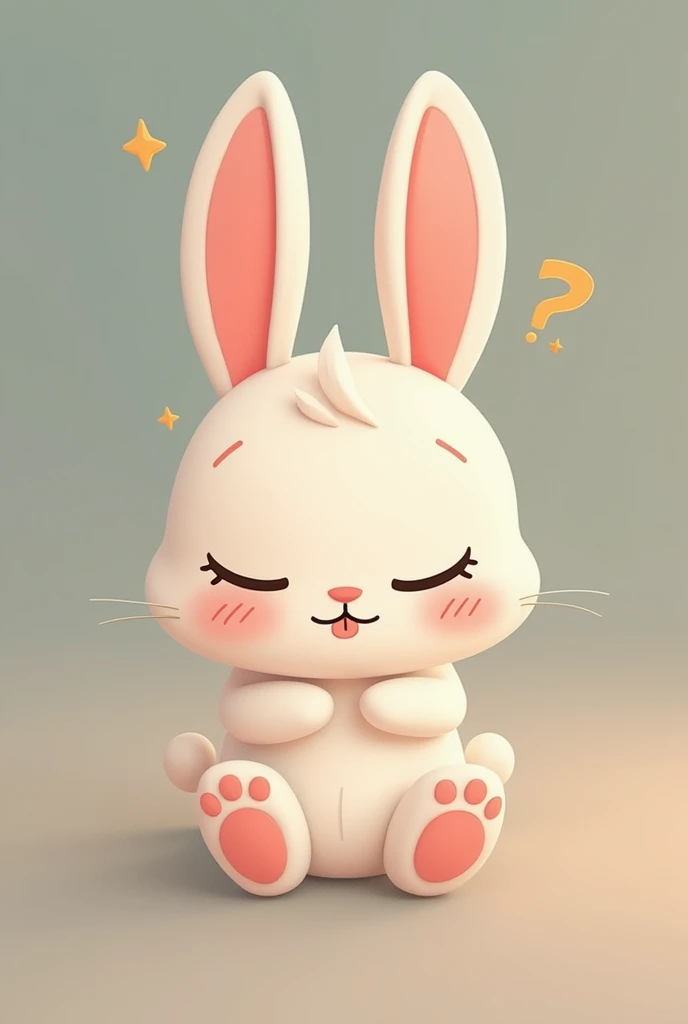 It looks like a cute little rabbit is sleeping、 closed eyes , tongue,  and frown,  Multi View, 