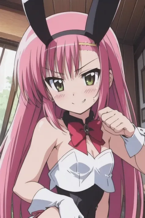 Katsura Hinagiku,Hayate no Gotoku, girl 、One person、pink hair, small breasts、best quality,seductive smile,playboy bunny