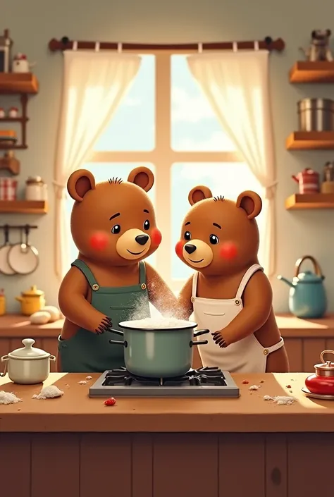 The bear couple cooking